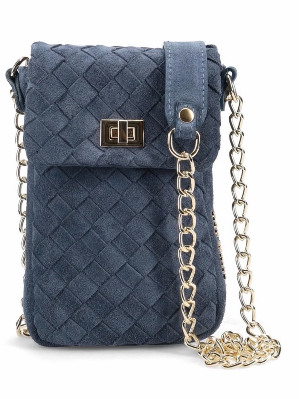 Ron White Edessa Jeans Woven Suede Crossbody Bag Blue Italy $325